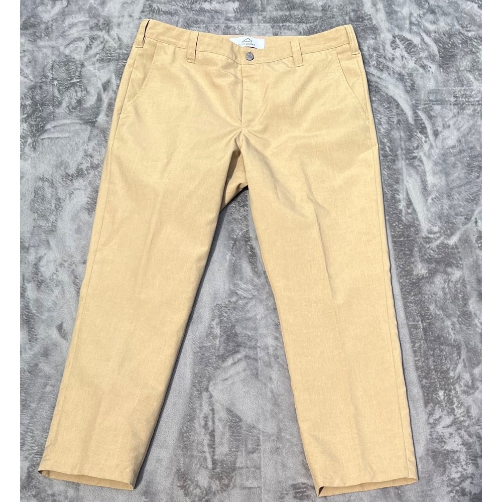 Bluffworks Travel Pants Mens 37x30 Tan C Lightweight Stretch Classic Fit